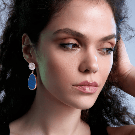 Damen Ohrringe Celestial Design mit Lapislazuli und Goldakzenten 5