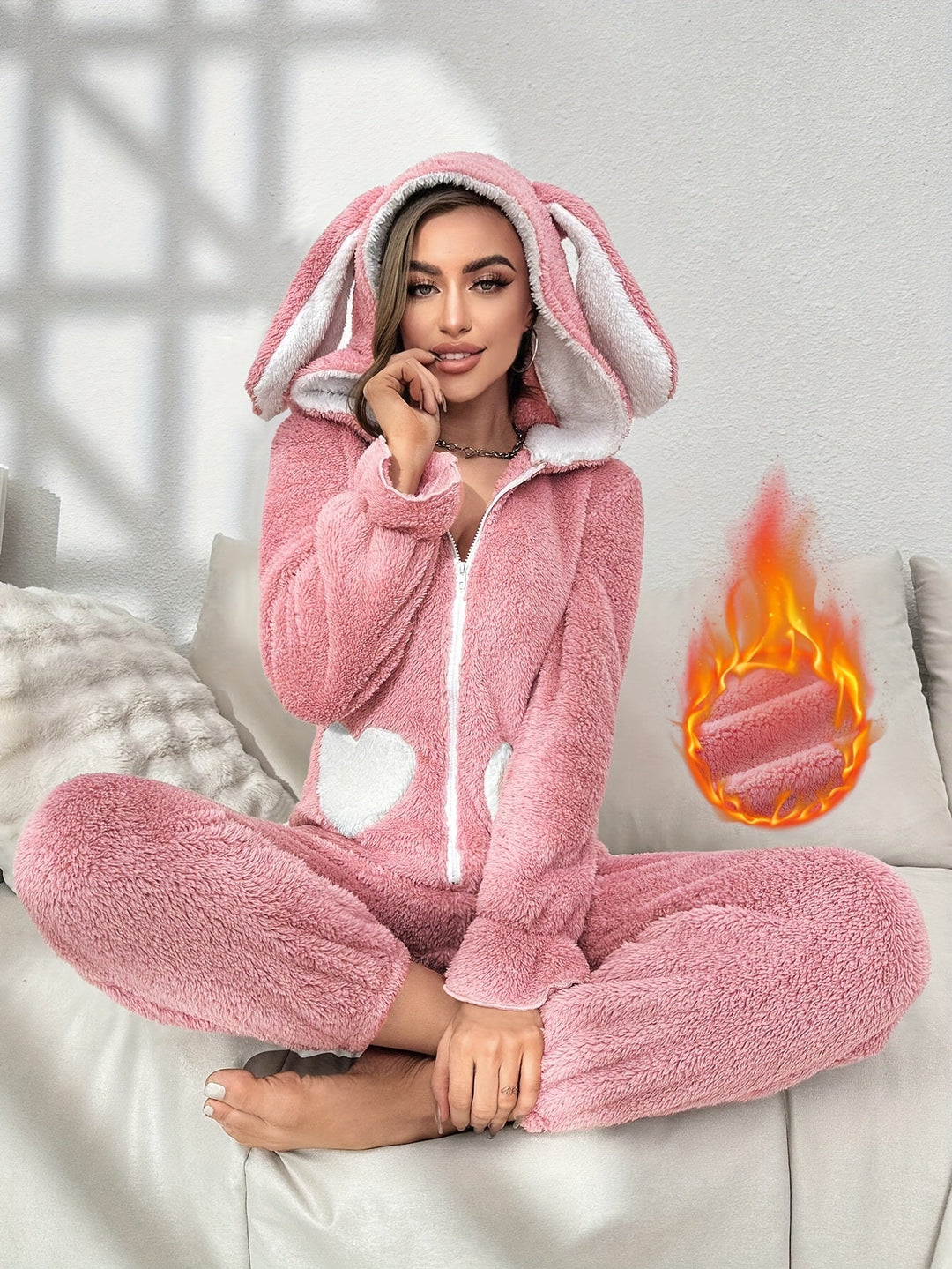 Damen Onesie mit Kapuze für Herbst und Winter 1