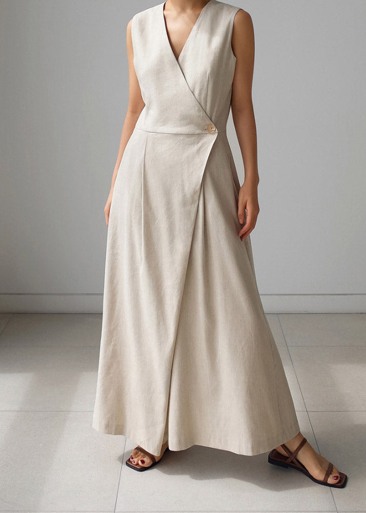 Damen Overallhose mit V-Ausschnitt und Knopftaschen 1