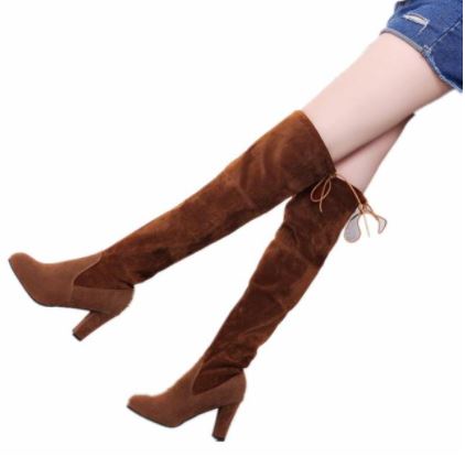 Damen Overknee-Stiefel mit verstellbarem Kordelzug 5