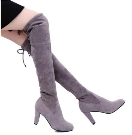 Damen Overknee-Stiefel mit verstellbarem Kordelzug 6