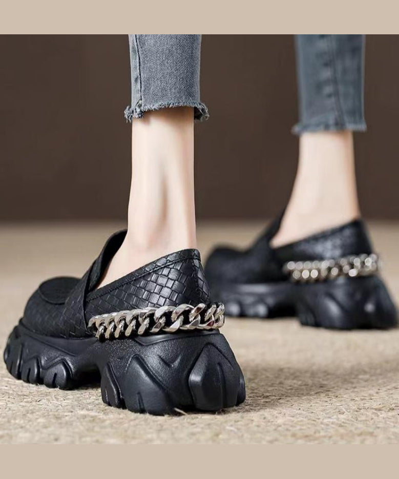 Damen Plateau-Loafer mit Spleißdesign für Vielseitigen Stil 4