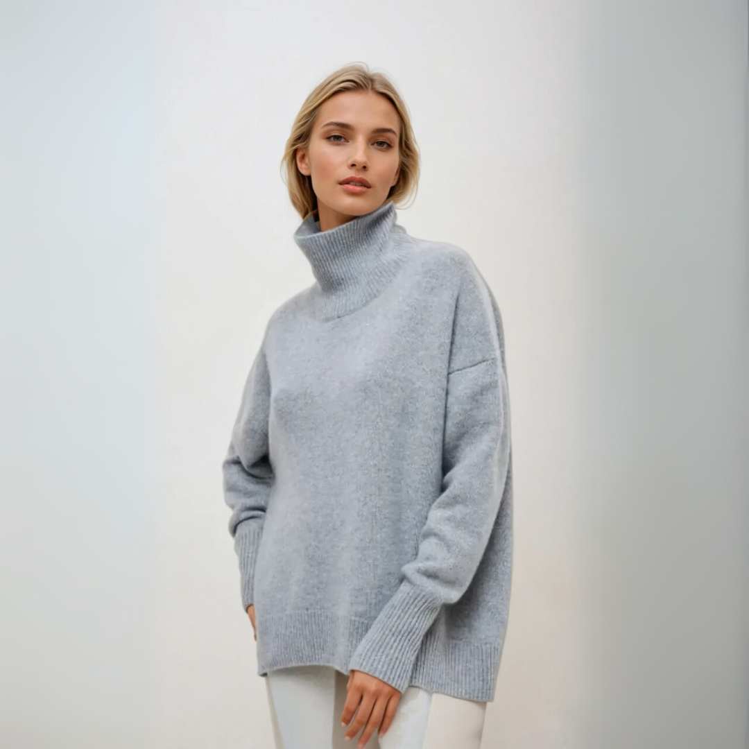 Damen Pullover Turtleneck Eleganter Strick 1