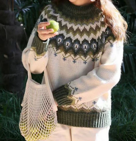 Damen Pullover mit nordischem Muster 1
