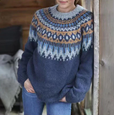 Damen Pullover mit nordischem Muster 2