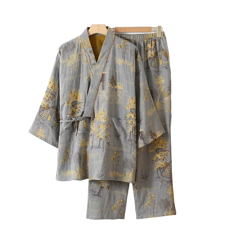 Damen Pyjama Set Kimono Aquarell Design für Entspannte Nächte und Gemütliche Stunden 3