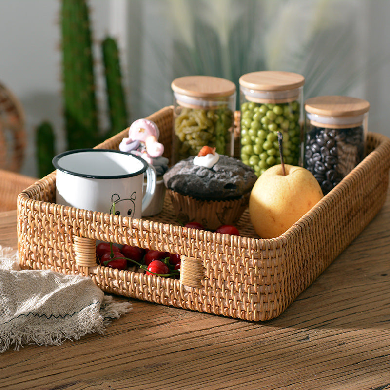 Damen Rechteckiger Servierkorb mit Griffen, Stilvoll und Funktional für Snacks und Dekoration 4
