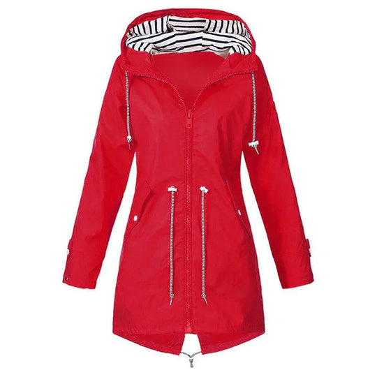 Damen Regenjacke mit verstellbarem Bund und praktischen Taschen 1