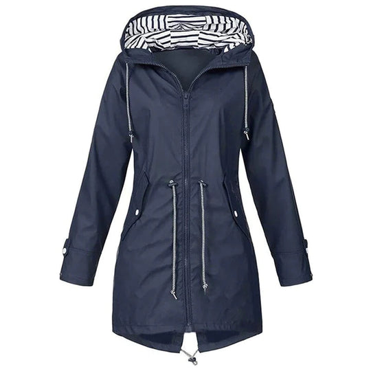 Damen Regenjacke mit verstellbarem Bund und praktischen Taschen 2