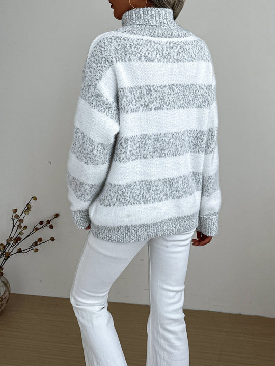 Damen Rollkragenpullover Gestreift 1