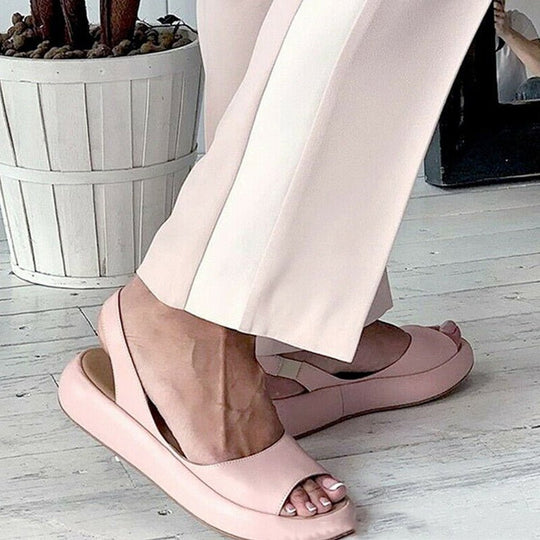 Damen Sandalen Sommer Stil Leder Mit Gepolstertem Fußbett und Verstellbaren Riemen 5