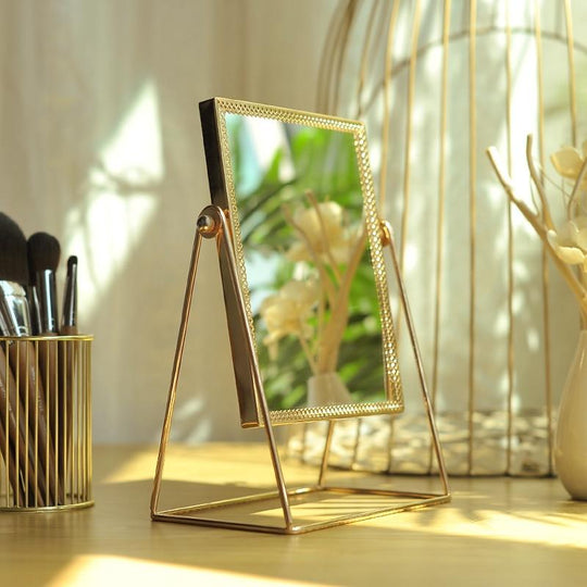 Damen Schminkspiegel Mit Licht und Doppelter Vergrößerung, Goldfinish 3