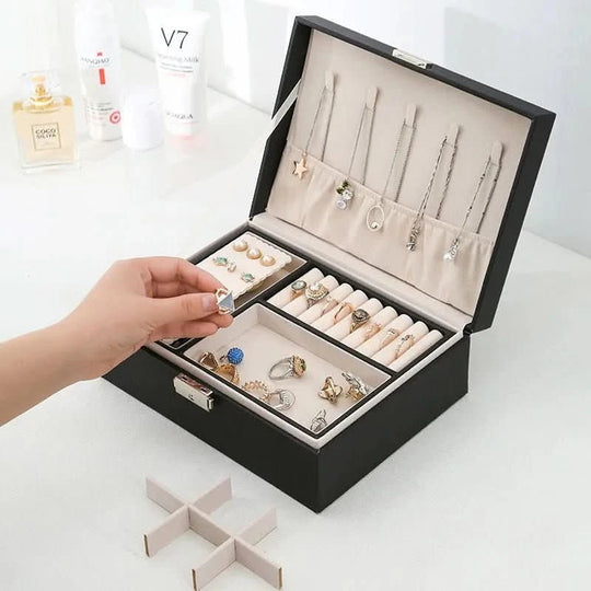 Damen Schmuckschatulle Doppelschichtiges Design für Schmuck und Kosmetika 1