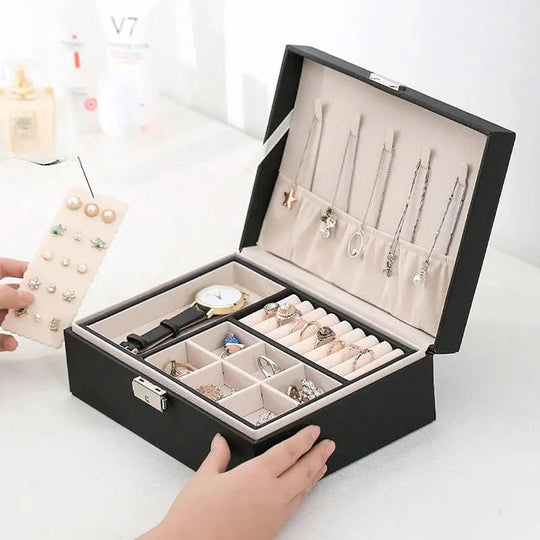 Damen Schmuckschatulle Doppelschichtiges Design für Schmuck und Kosmetika 2