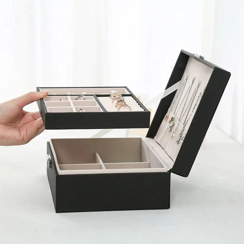 Damen Schmuckschatulle Doppelschichtiges Design für Schmuck und Kosmetika 3