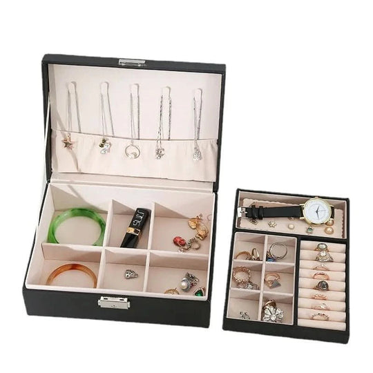 Damen Schmuckschatulle Doppelschichtiges Design für Schmuck und Kosmetika 4
