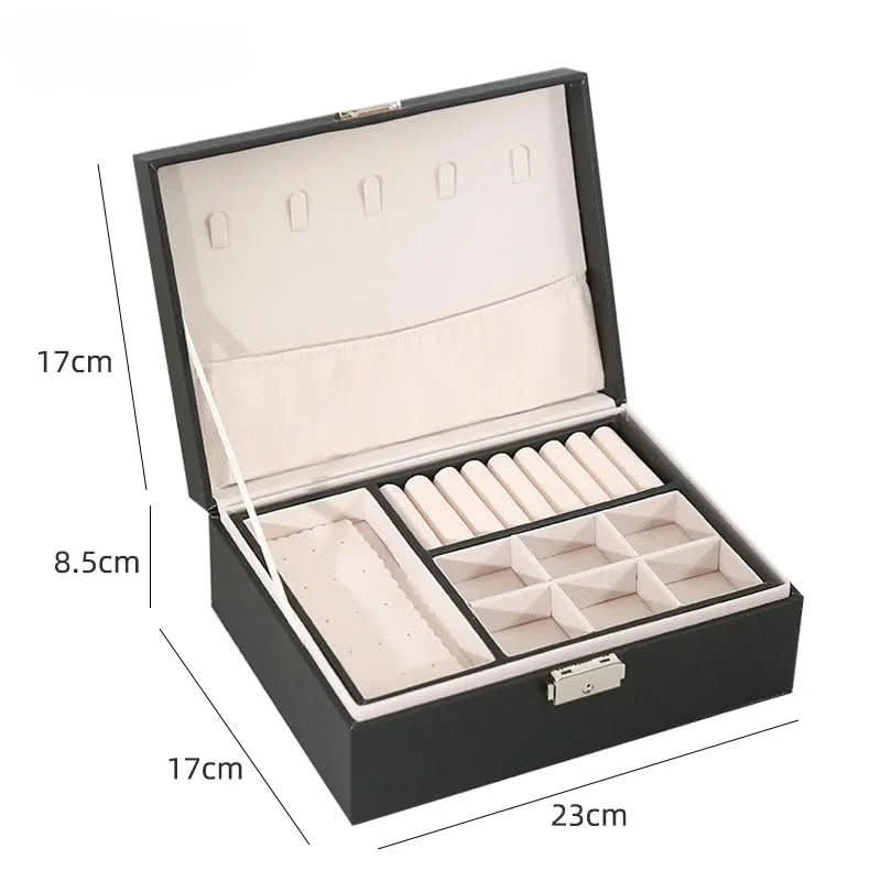 Damen Schmuckschatulle Doppelschichtiges Design für Schmuck und Kosmetika 6