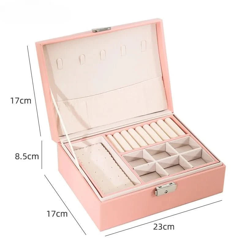 Damen Schmuckschatulle Doppelschichtiges Design für Schmuck und Kosmetika 7