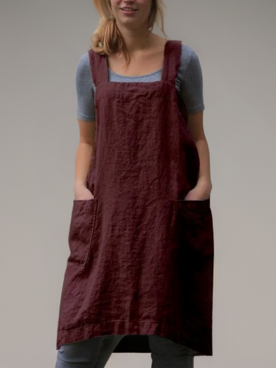 Damen Schürzenkleid Baumwolle mit Taschen 7