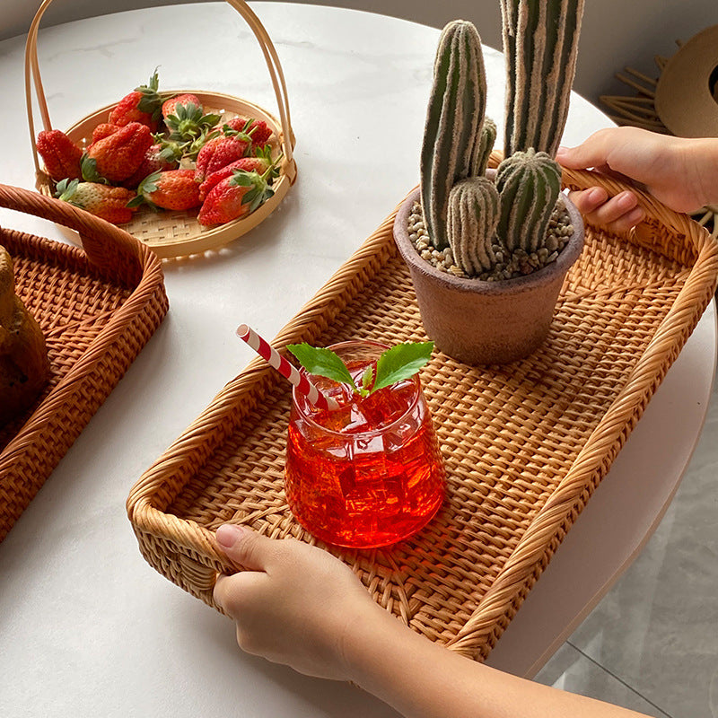 Damen Servierplatte Rechteckig aus Rattan 3