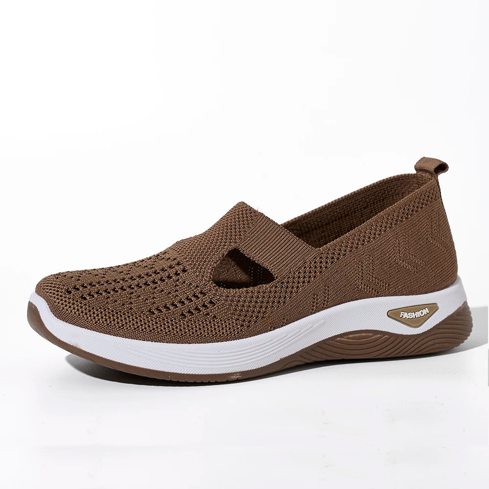 Damen Sneaker Atmungsaktive Freizeit Schuhe Flache Slip-On Mesh Gummi 10