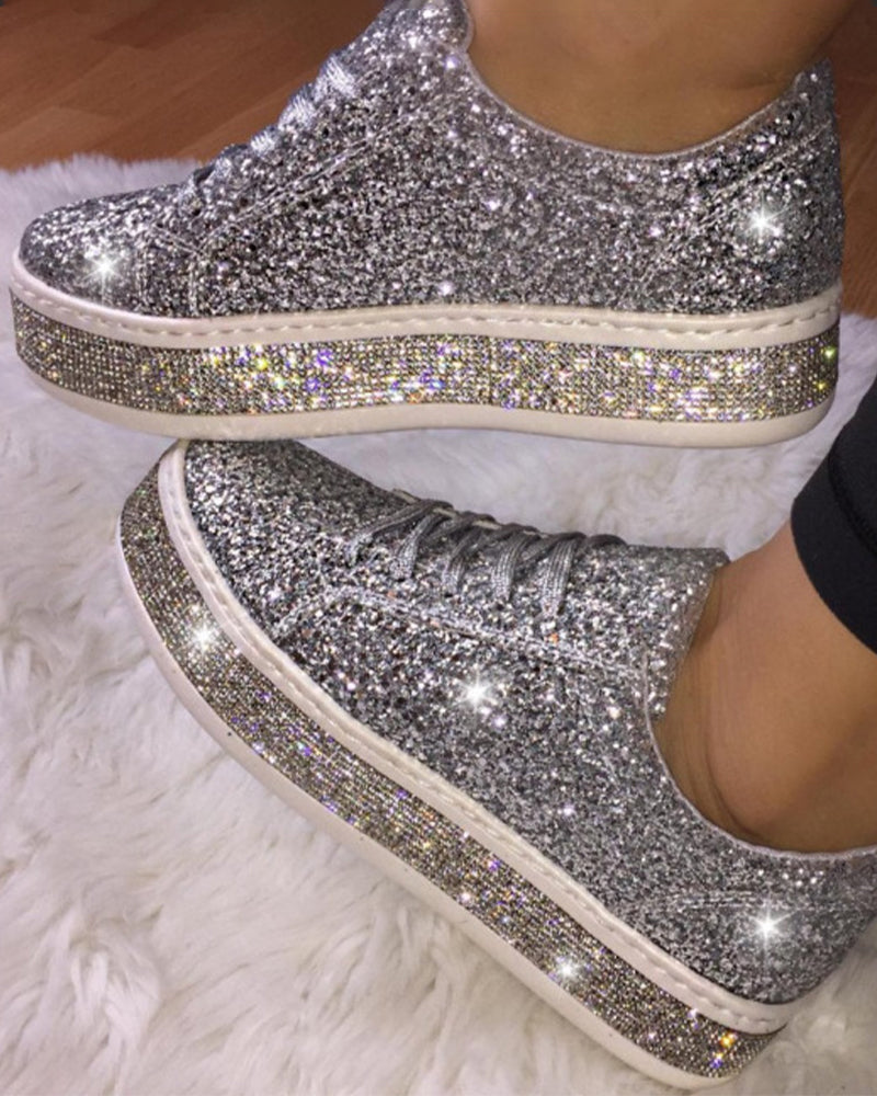 Damen Sneakers Glamourös Plateau Stil 0