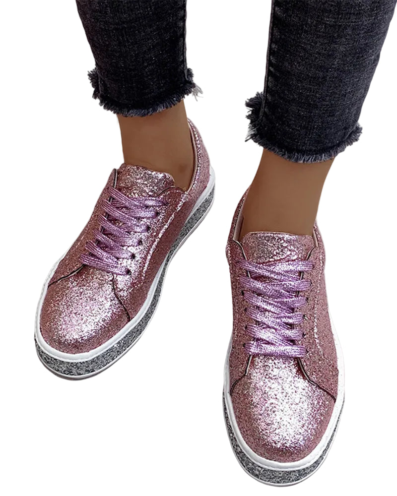 Damen Sneakers Glamourös Plateau Stil 4