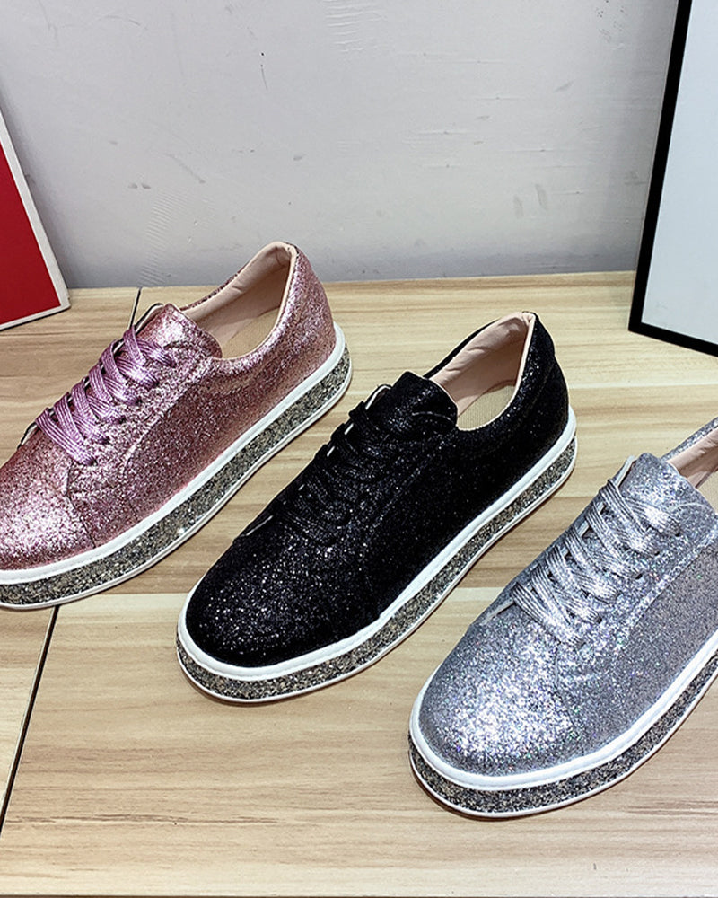 Damen Sneakers Glamourös Plateau Stil 8