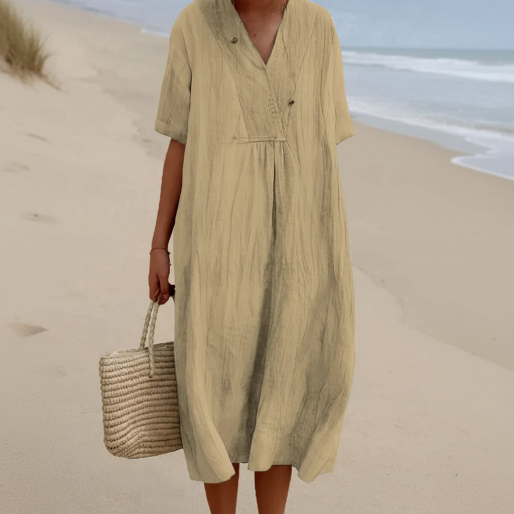 Damen Sommerkleid A-Linie mit V-Ausschnitt 5