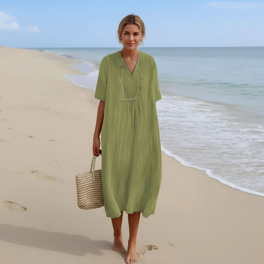 Damen Sommerkleid A-Linie mit V-Ausschnitt 6