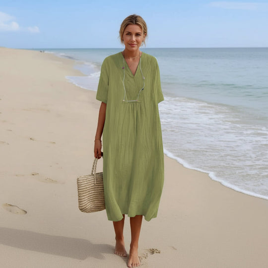 Damen Sommerkleid A-Linie mit V-Ausschnitt 6
