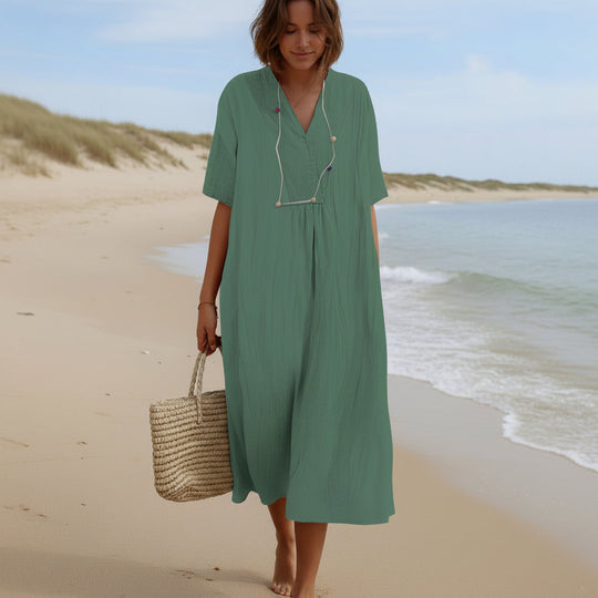 Damen Sommerkleid A-Linie mit V-Ausschnitt 7