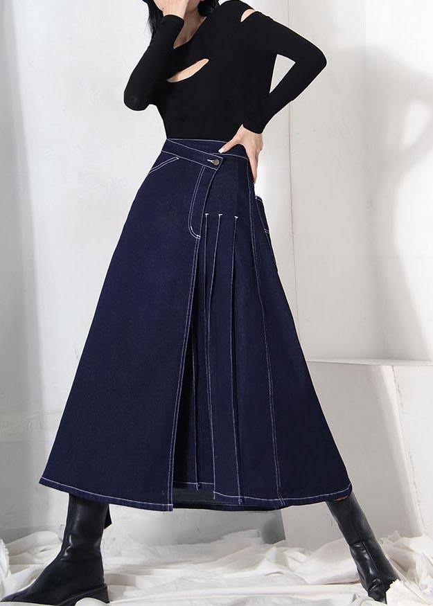 Damen Sommerrock Asymmetrisch Denimblau 0
