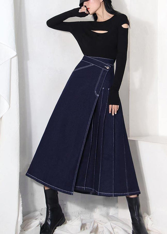 Damen Sommerrock Asymmetrisch Denimblau 1