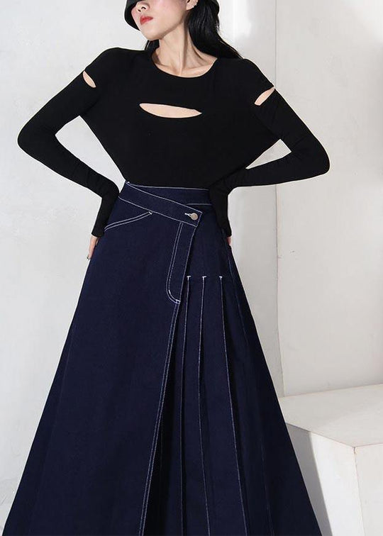 Damen Sommerrock Asymmetrisch Denimblau 2