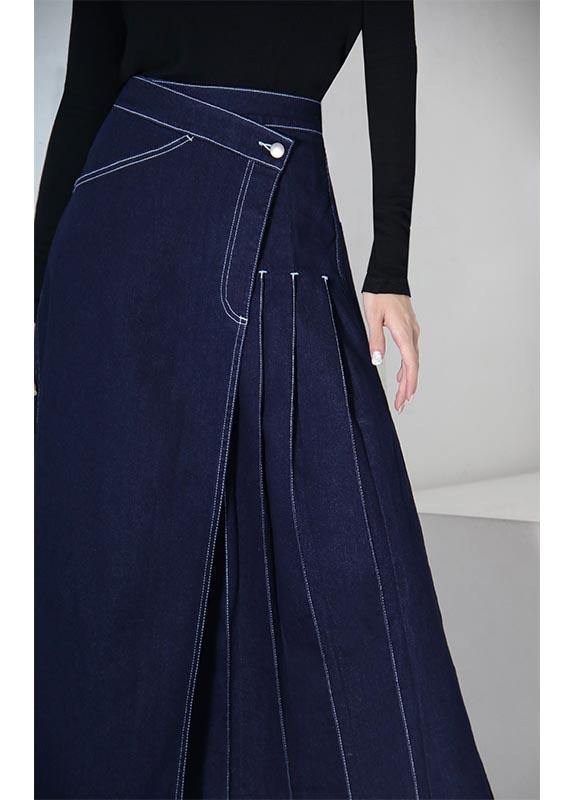 Damen Sommerrock Asymmetrisch Denimblau 4