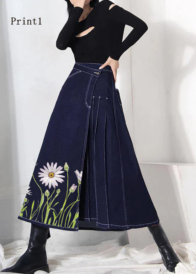 Damen Sommerrock Asymmetrisch Denimblau 5