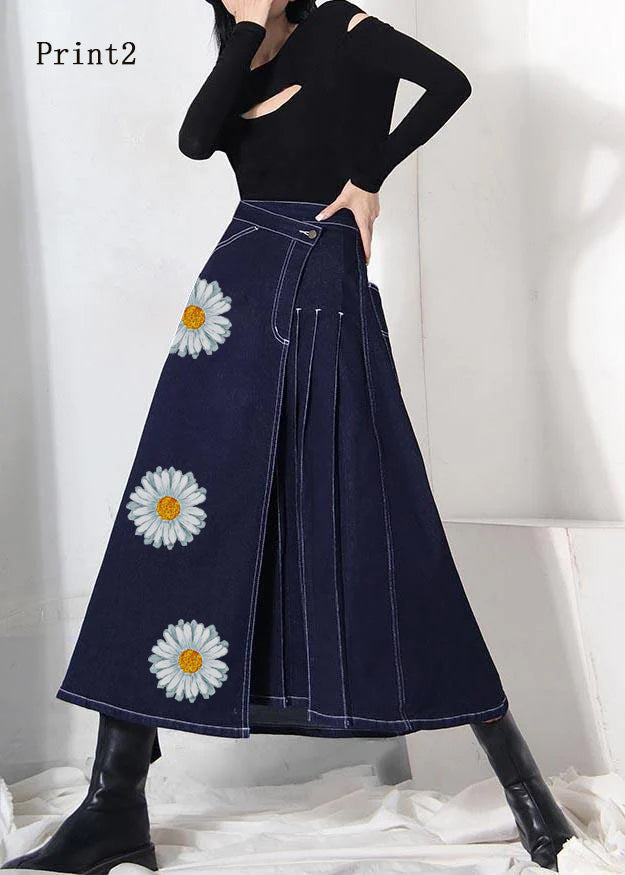 Damen Sommerrock Asymmetrisch Denimblau 6