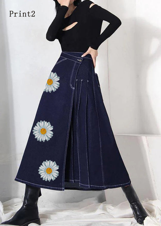 Damen Sommerrock Asymmetrisch Denimblau 6