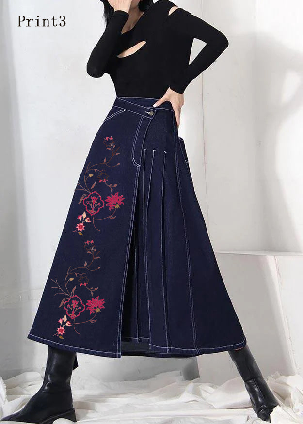 Damen Sommerrock Asymmetrisch Denimblau 7