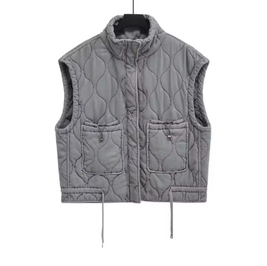 Damen Steppweste mit Stehkragen für Übergangszeiten, Ärmellos und Praktische Taschen 0