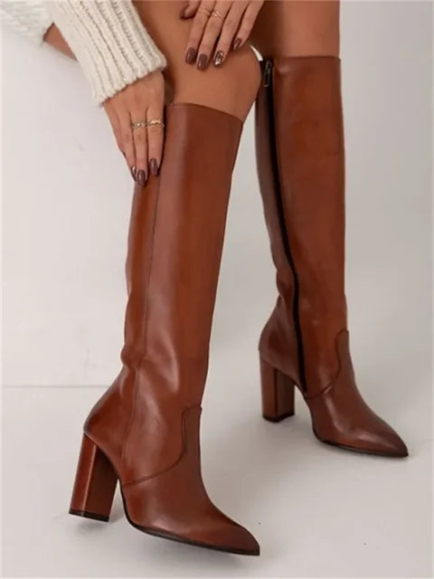 Damen Stiefel Elegantes Design Kunstleder Mittelhöhe 6