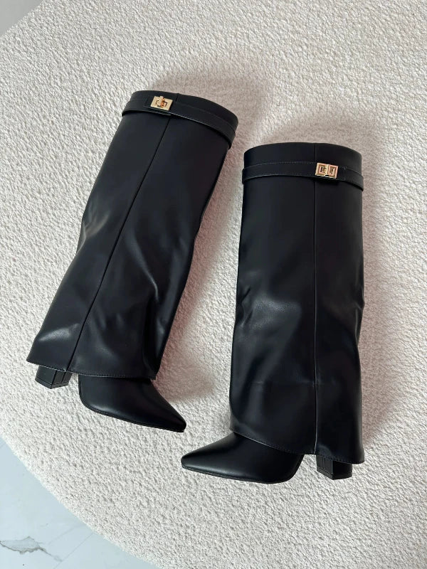 Damen Stiefel mit Block-Heel Schmeichelnde Silhouette für Herbst und Winter 3