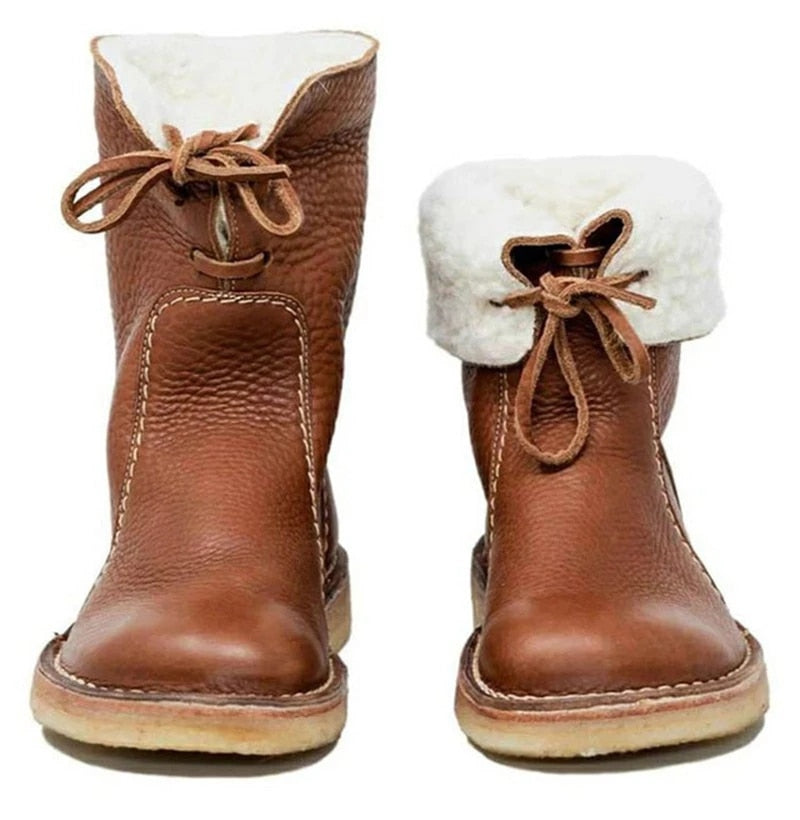 Damen Stiefel mit Wollfutter und vielseitigem Kragen 1