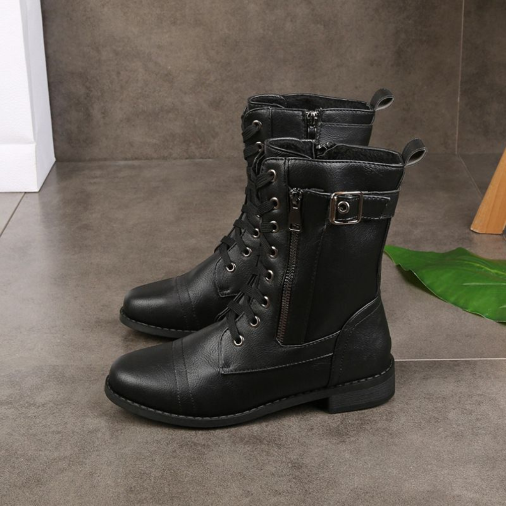 Damen Stiefeletten mit Reißverschluss und gepolstertem Schaft 2