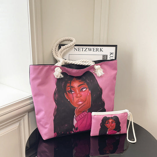 Damen Strandtasche mit Grafikdruck 2