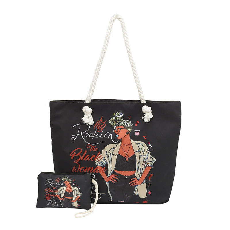 Damen Strandtasche mit Grafikdruck 7