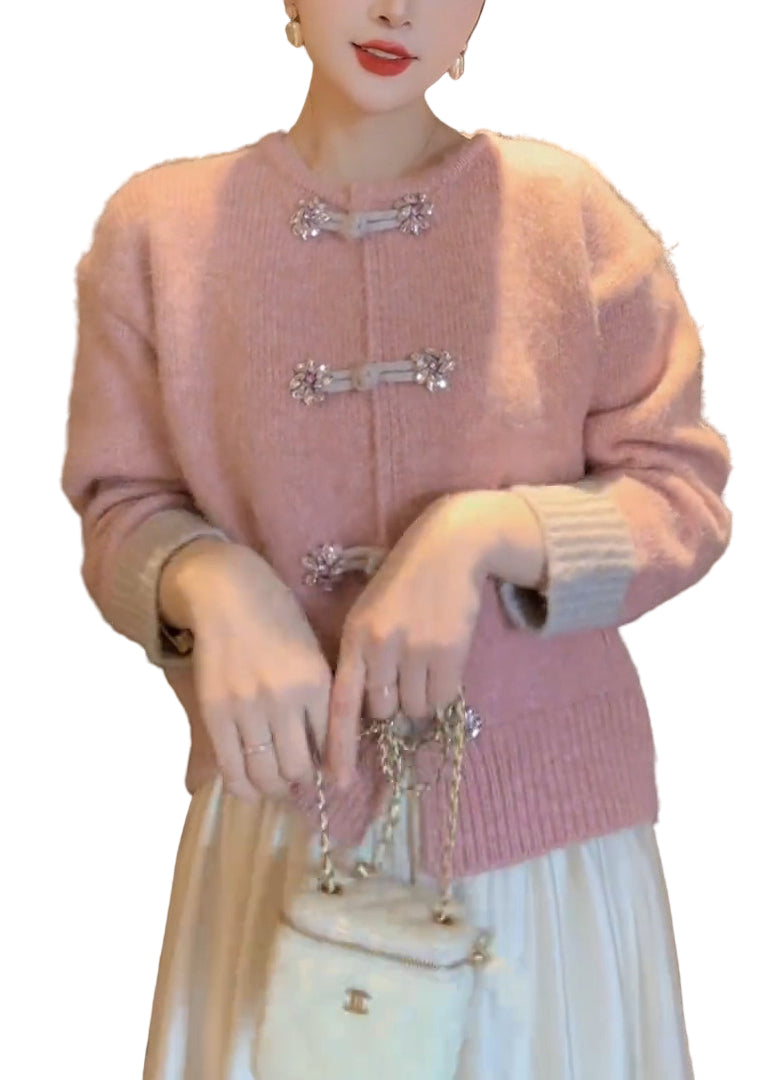 Damen Strickjacke O-Ausschnitt mit Chinesischen Knöpfen - Vielseitige Strickjacken für Herbst und Winter 1