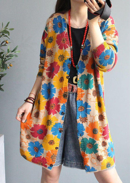 Damen Strickjacke V-Ausschnitt mit Druckknöpfen Langarm Cardigan für Herbst und Winter 1