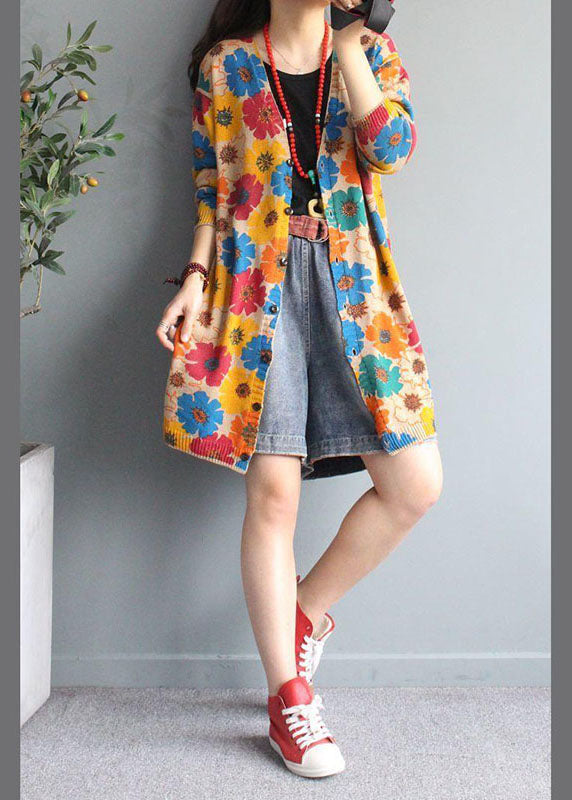 Damen Strickjacke V-Ausschnitt mit Druckknöpfen Langarm Cardigan für Herbst und Winter 2